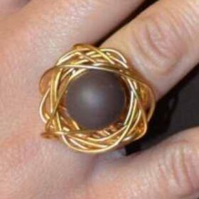 Επίχρυσο μέταλλο καφέ χάντρα - gold plated metal brown bead