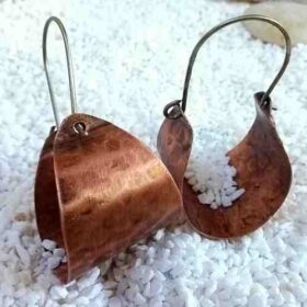 σκουλαρίκια πομπέ κρίκοι χάλκινοι σφυρήλατοι