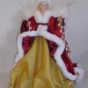 χριστουγεννιάτικοι άγγελοι κούκλα μπορντώ βελούδινο πανωφόρι με γούνα χρυσό ταφτά τρέσες