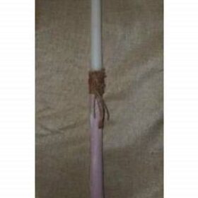 χειροποίητη ρετρό λαμπάδα ζωγραφιστή ροζ λευκό αντικέ με λινάτσα οικολογικό κουτί