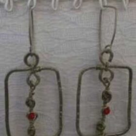 Σκουλαρίκια σφυρήλατο αρζαντο κρυστάλλινες χάντρες 7 Χ 3