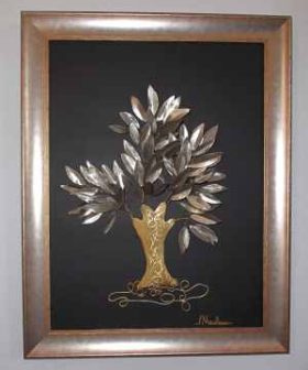 πίνακας δέντρο ζωής ασημένιο χρυσό handmade board silver gold metallic arzanto brass