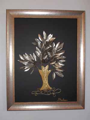 pinakas-diakosmhtika-toixoy-metalliko-dentro-zvhs πίνακας δέντρο ζωής ασημένιο χρυσό handmade board silver gold metallic arzanto brass