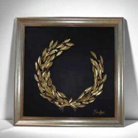 Χειροποίητος πίνακας μεταλλικό στεφάνι ελιάς μπρούτζινο