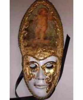 βενετσιάνικη μάσκα ντεκουπάζ φύλλα χρυσού 38 Χ 17-venetian mask gold leaf decoupage 38 X 17