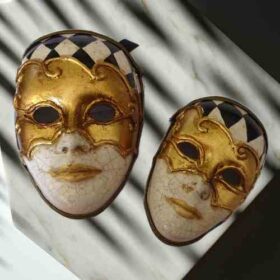 βενετσιάνικη μάσκα κρακελέ φύλλο χρυσού φυσικό μέγεθος-venetian crackele mask gold leaf
