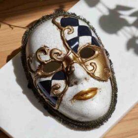 βενετσιάνικη μάσκα κρακελέ φύλλο χρυσού 16 Χ 11-venetian crackele mask gold leaf 16X11