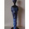 χειροποίητο εικαστικό διακοσμητικό αγαλματάκι αραπίνα σε αποχρώσεις μεταλλικές μπλε ασημί