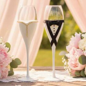 ποτήρια σαμπάνιας γάμου αρραβώνα γαμπρός νύφη