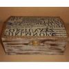 κουτί ξύλινο ντεκαπέ πατίνα ύφασμα εφημερίδα 22 Χ 13,5 Χ 10