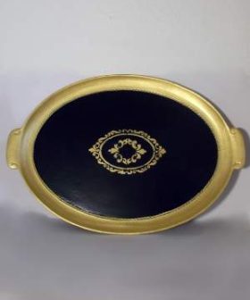 δίσκος χρυσό μπλε ρουά χρυσά διάκοσμο handmade wooden tray gold blue royal