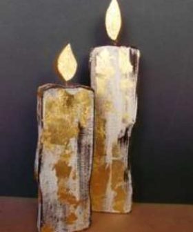 Χειροποίητα Διακοσμητικά Κεριά Ντεκαπέ Πατίνα Με Φύλο Χρυσού