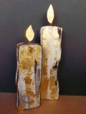 Χειροποίητα Διακοσμητικά Κεριά Ντεκαπέ Πατίνα Με Φύλο Χρυσού