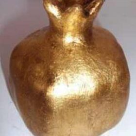 Χειροποίητο ,ρόδι, τεχνική παλαίωσης, με φύλο χρυσού, πατίνα