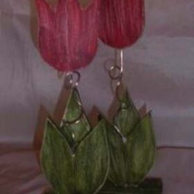 Χειροποίητες ξύλινες τουλίπες βαφή παλαίωση κορμός μέταλλο αλουμίνιο