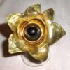 Χειροποίητο δαχτυλίδι μπρούτζινο λουλούδι με μαύρη πέτρα