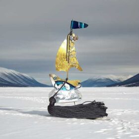 Χειροποίητο γούρι μπρούτζινο καραβάκι