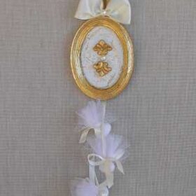 Μπομπονιέρα χειροποίητη κάδρο τοίχου πέρλα σατέν vintage cracklle