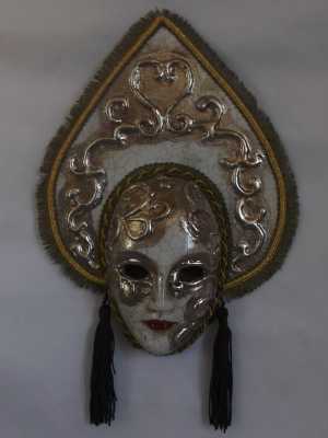χειροποίητη βενετσιάνικη μάσκα handmade benetian gold silver mask