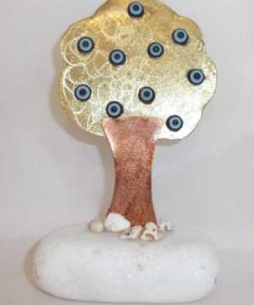Δέντρο γούρι μεταλλικά διακοσμητικά decorative hand made metal tree of life lucky charm