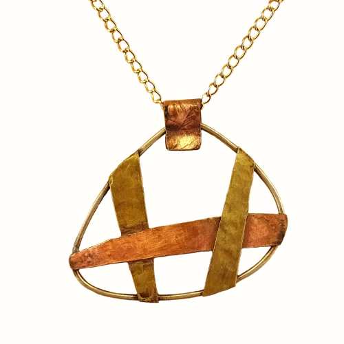 χειροποίητο κολιέ χάλκινο χρυσό ασημί necklace handmade gold copper