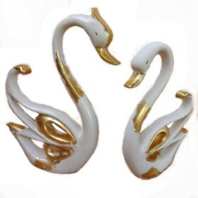 κύκνοι πορσελάνινα διακοσμητικά χώρου άσπρο με χρυσό