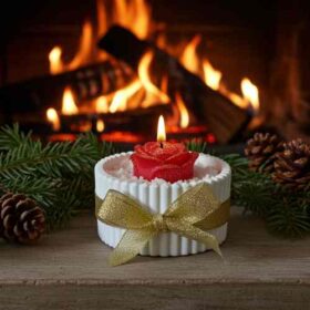 διακοσμητικό χώρου πορσελάνινο βαζάκι αρωματικό κερί τριαντάφυλλο