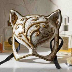 βενετσιάνικη μάσκα γάτα ανάγλυφη χρυσή