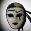 Μάσκα Βενετσιάνικη πορσελάνη Άσπρο Μαύρο καρό κρακελέ