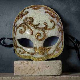 αποκριάτικη βενετσιάνικη μάσκα χρυσή λευκή