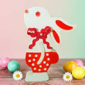 πασχαλινός διακοσμητικός λαγός κόκκινος άσπρος